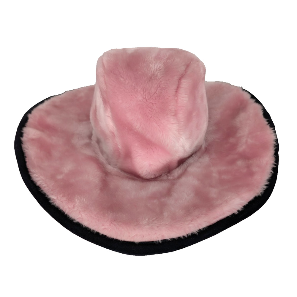 Vintage Goorin Bros Pink Fuzzy Faux‎ Fur Wide Brim Cowboy Western Hat Rare